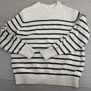 Striped Cream and Navy Oversized Sweater Brandy Melville